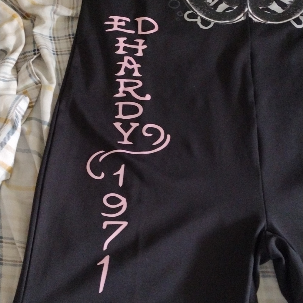 Ed Hardy Black One-Piece Romper with Pink Graphic - Picture 3 of 7
